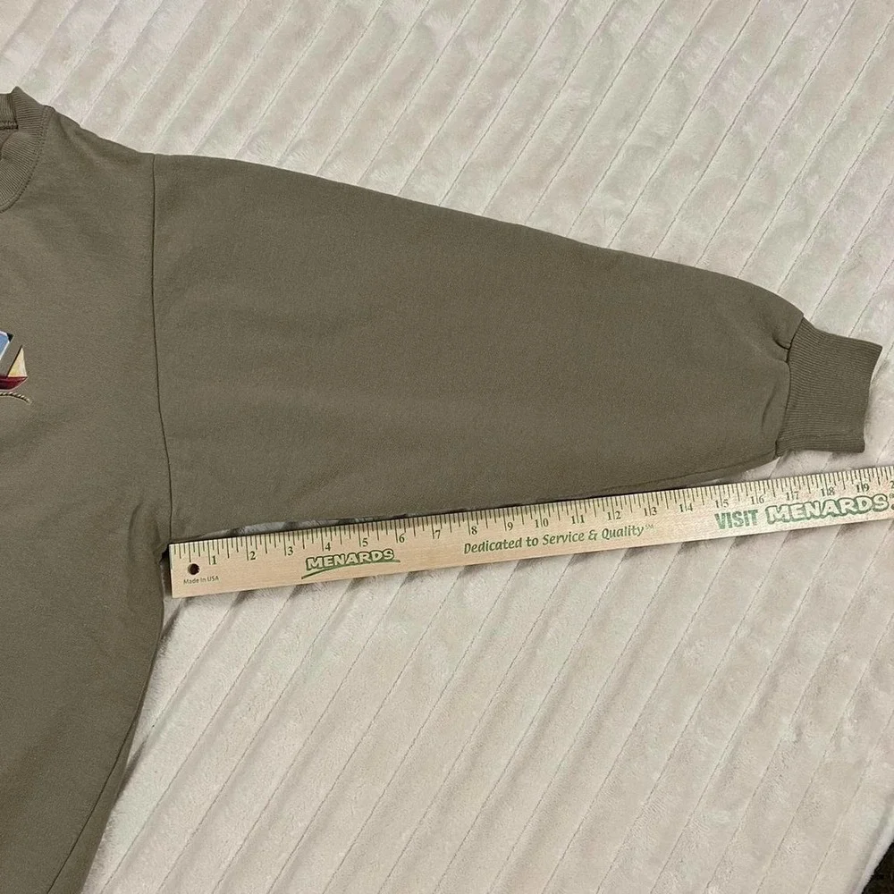 Large Khaki/Tan Light House Nautical Print Graphic Sweat Shirt - Picture 4 of 7